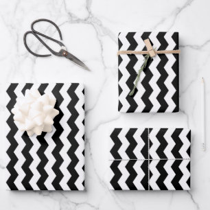 Modern Chevron Black and White Stripes Pattern Wrapping Paper Sheet