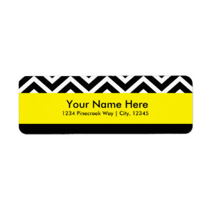 Modern Chevron Black & Yellow Address Labels
