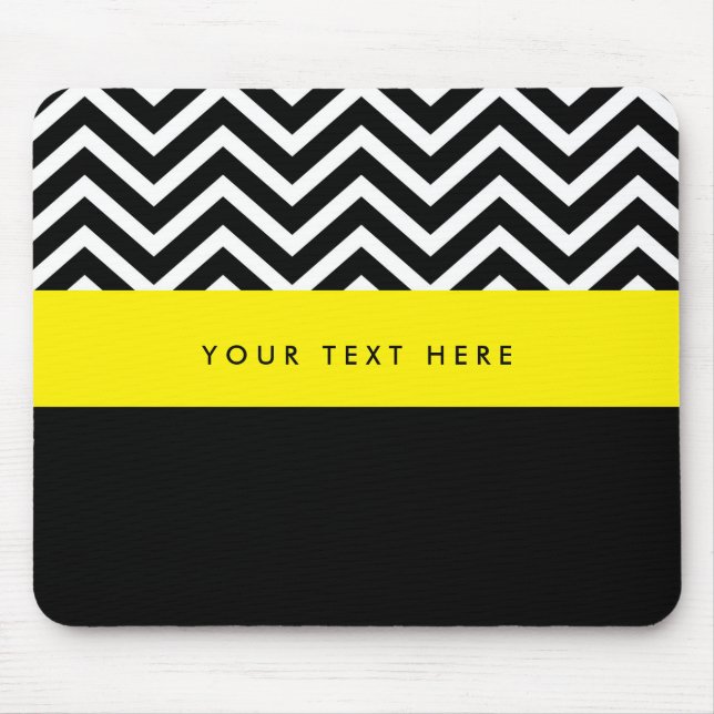 Modern Chevron Black & Yellow Trendy Mouse pad (Front)