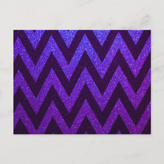 Modern Chevron Blue and Purple Postcard (Front)