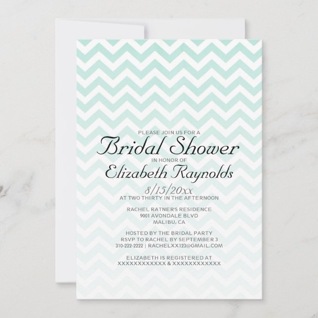 Modern Chevron Bridal Shower Invitations (Front)