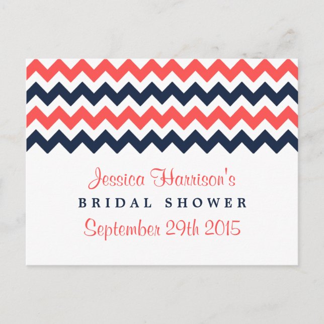 Modern Chevron Bridal Shower Recipe Cards (Front)
