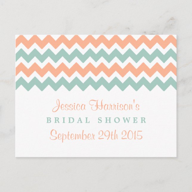 Modern Chevron Bridal Shower Recipe Cards (Front)