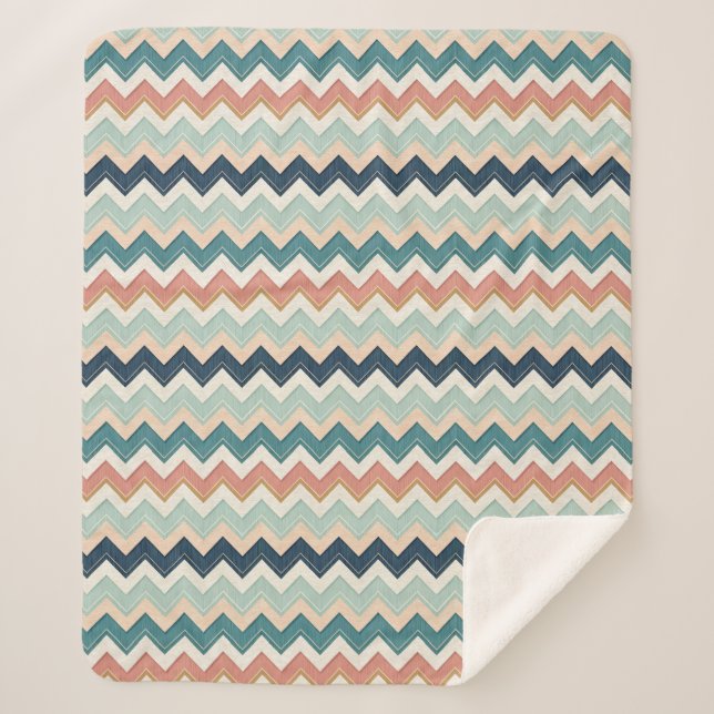 Modern Chevron Design Custom Soft Sherpa Blanket (Front)