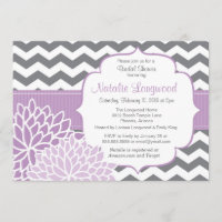 Modern Chevron Floral baby or bridal shower purple
