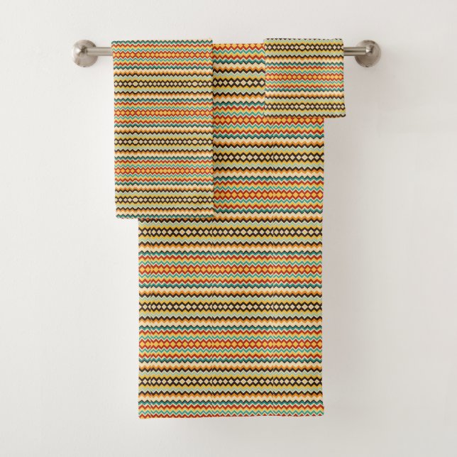 modern chevron Geometric pattern Bath Towel Set (Insitu)