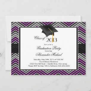Modern Chevron Graduate Tassel Graduation Party Invitation