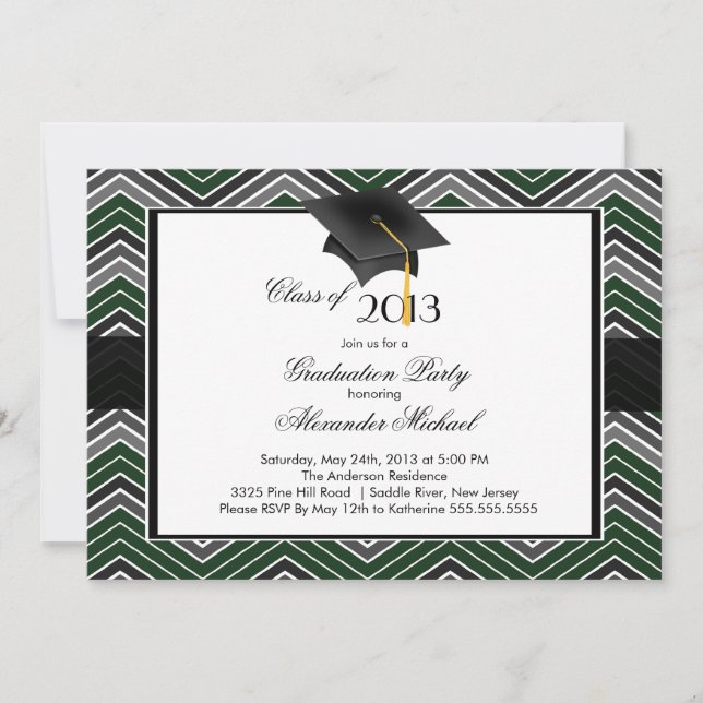 Modern Chevron GraduateTassel Graduation Party Invitation (Front)