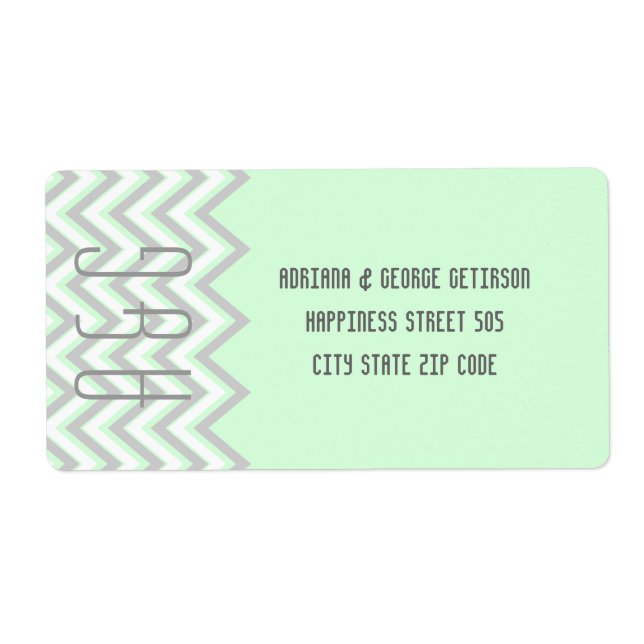 Modern chevron grey, mint green wedding (Front)