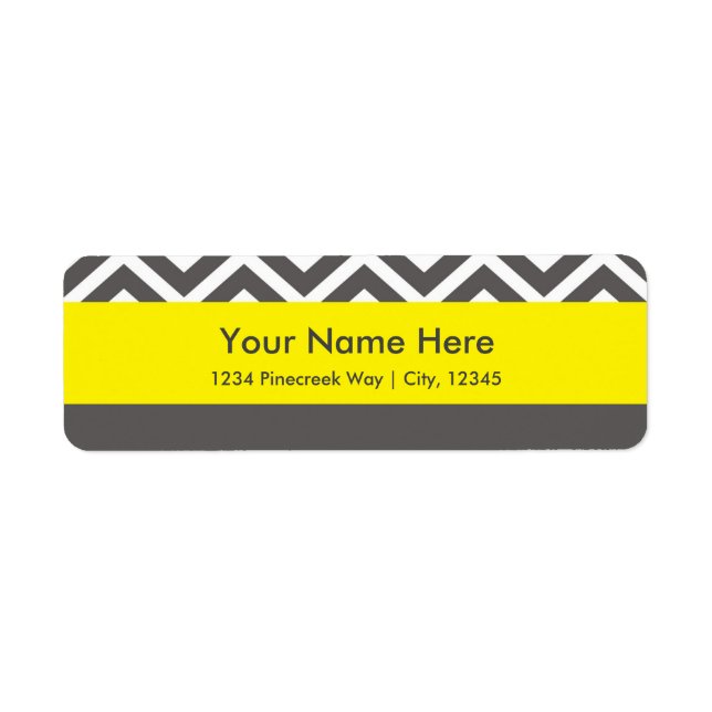 Modern Chevron Grey & Yellow Classy Address Labels (Front)