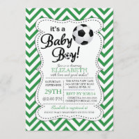 Modern Chevron It's a Baby Boy Soccer Baby Shower