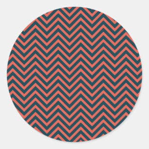 Modern Chevron Neon Coral/Navy Envelope Seal