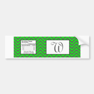 Modern Chevron Neon Green/Grey Water Bottle Label