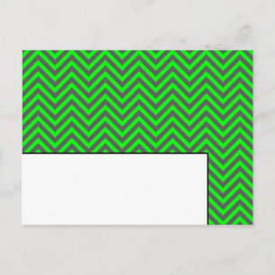 Modern Chevron Neon Green/Grey Writable Place Card