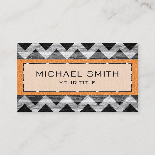 Modern Chevron Pattern Business Card (Front)