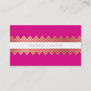MODERN CHEVRON PATTERN trendy simple gold hot pink Business Card