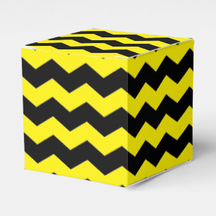 Modern Chevron Stripes Zigzag Black and Yellow Favour Box