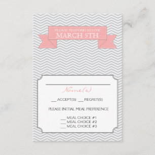 Modern Chevron Wedding Reply Card Pink