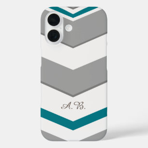 Modern Chevron with any Color Detail Initials iPhone 16 Case