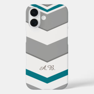 Modern Chevron with any Colour Detail Initials iPhone 16 Case