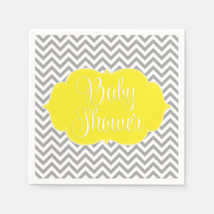 Modern Chevron Yellow Grey Baby Shower Napkin
