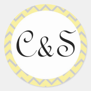 Modern Chevron Yellow/Grey Envelope Stickers