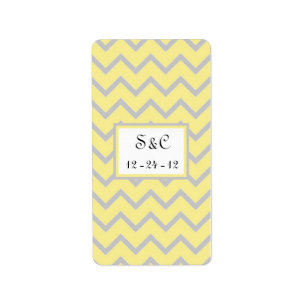 Modern Chevron Yellow/Grey Wedding Candy Wrapper Label