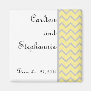 Modern Chevron Yellow/Grey Wedding Magnet