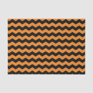 Modern Chevron Zigzag Black and Orange Pattern Tissue Paper
