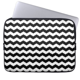 Modern Chevron ZigZag Black and White Pattern Laptop Sleeve