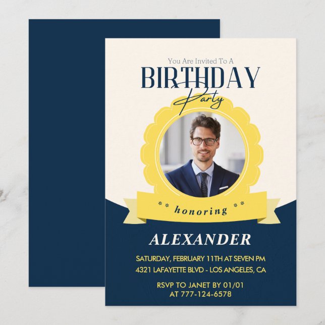 Modern Chic 37th birthday invitation  (Front/Back)