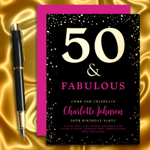 Modern Chic 50th Birthday Party Pink Black Gold