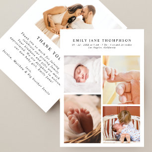 Modern Chic 5 Photo Baby Shower Thank You Birth Announcement