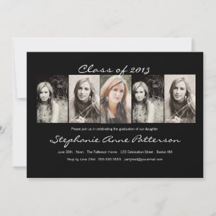 Modern Chic 5 Photo Graduation Announcement  Black