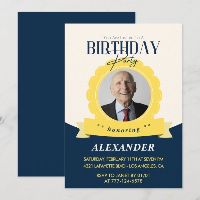 Modern Chic 94th birthday invitation  (Front/Back)