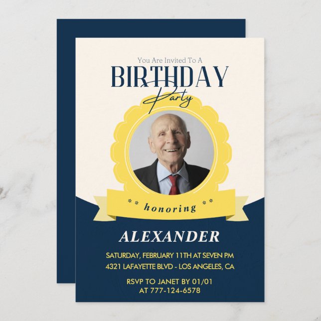 Modern Chic 96th birthday invitation  (Front/Back)