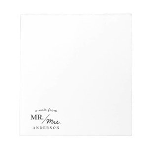Modern Chic A Note From Mr and Mrs Couple Notepad