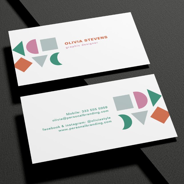 Modern chic abstract geometric colourful business card (Creator Uploaded)