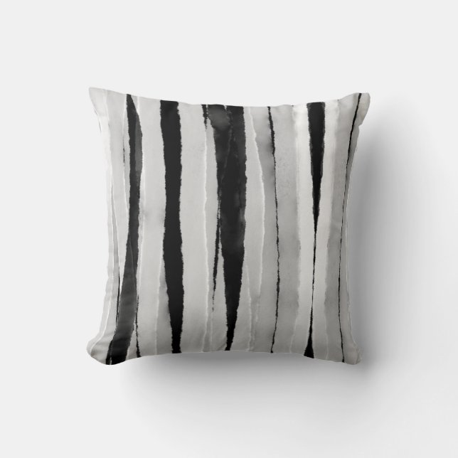  modern chic abstract grey and black stripes cushion (Front)