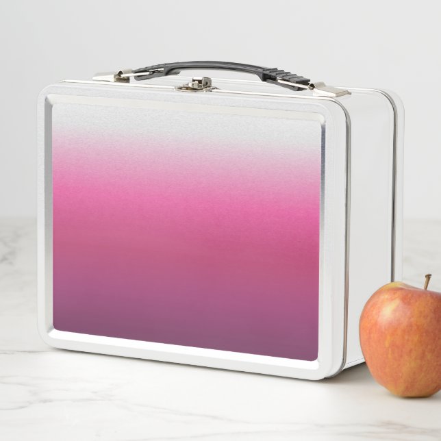 modern chic abstract magenta burgundy maroon ombre metal lunch box (In Situ)