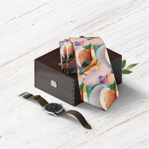 Modern Chic Abstract Terracotta Teal Tie