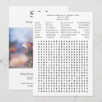 Modern Chic Al White Wedding Word Search Save Date