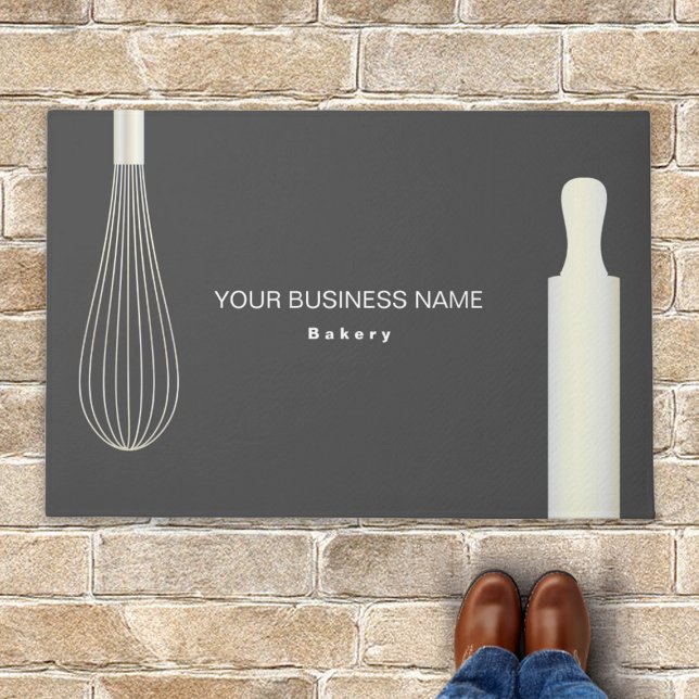 Modern Chic Bakery Pastry Chef Baking Business Doormat (Creator Uploaded)