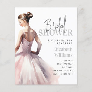Modern Chic Ballet Bridal Shower Budget Invitation