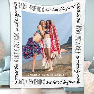 Modern Chic Best Friends Besties BFF Custom Photo Fleece Blanket