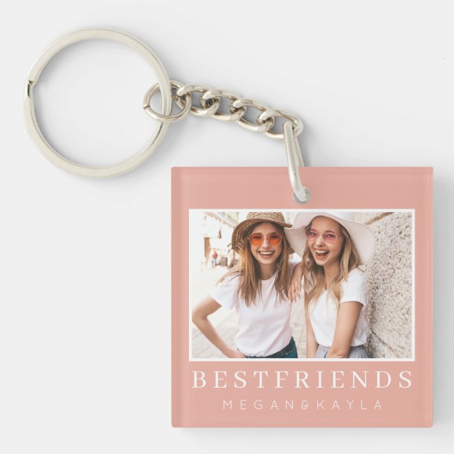 Modern Chic Best Friends BFF Photo Key Ring (Front)