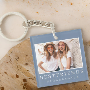 Modern Chic Best Friends BFF Photo Key Ring