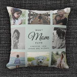 Modern Chic Best Mum Ever Greenery Photo Collage Cushion<br><div class="desc">For the Best Mum Ever in your life: a modern,  trendy instagram family photo collage throw pillow with modern script typography and your personal name and message. This is the blush green version.</div>