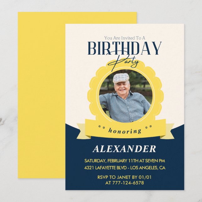 Modern Chic birthday 94th birthday Invitation (Front/Back)