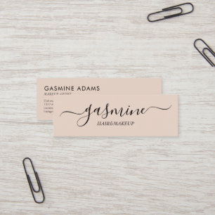 Modern Chic Black and Cream Beige Casual Script Mini Business Card